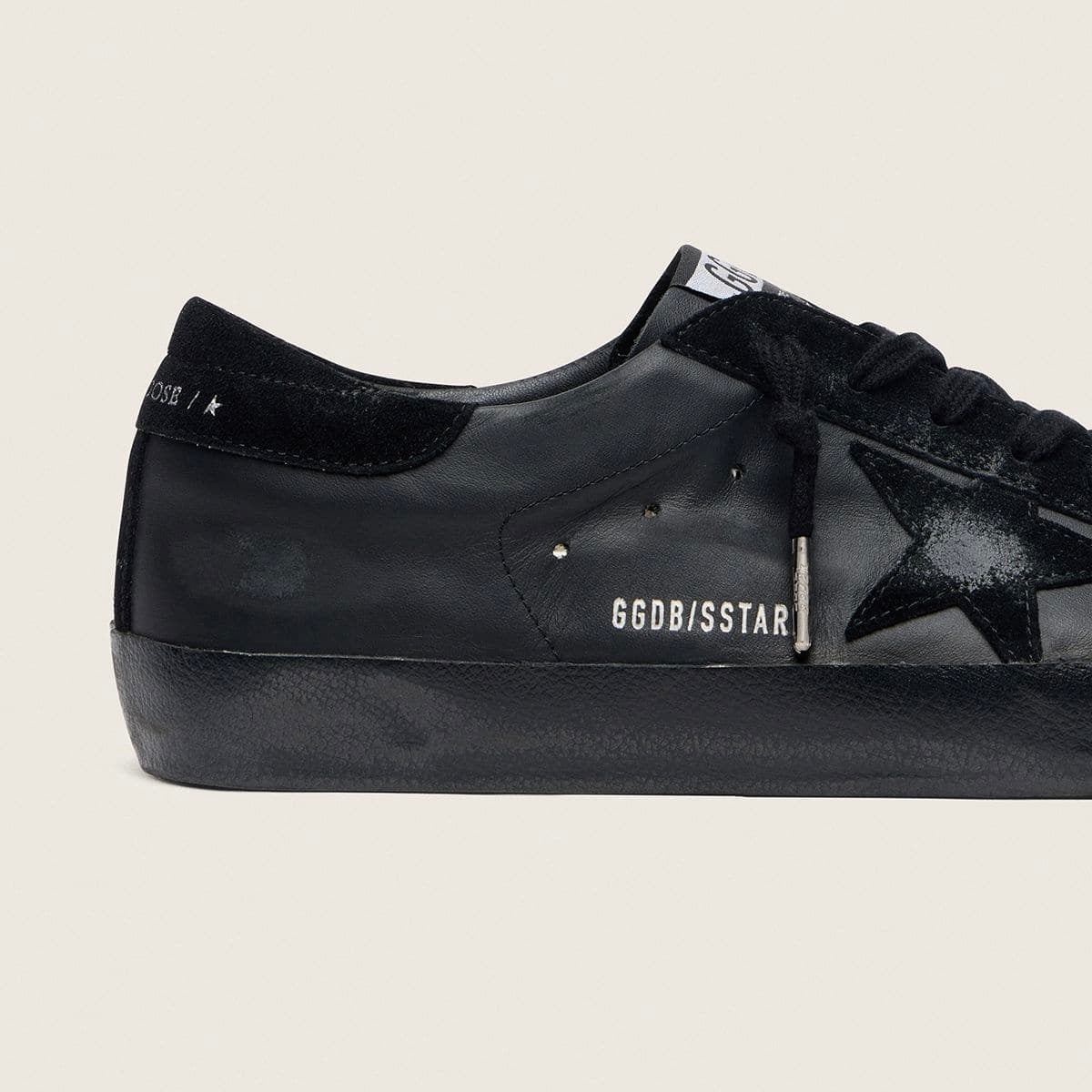 Golden Goose Super-Star in black nappa with black suede star and heel tab(Women's)