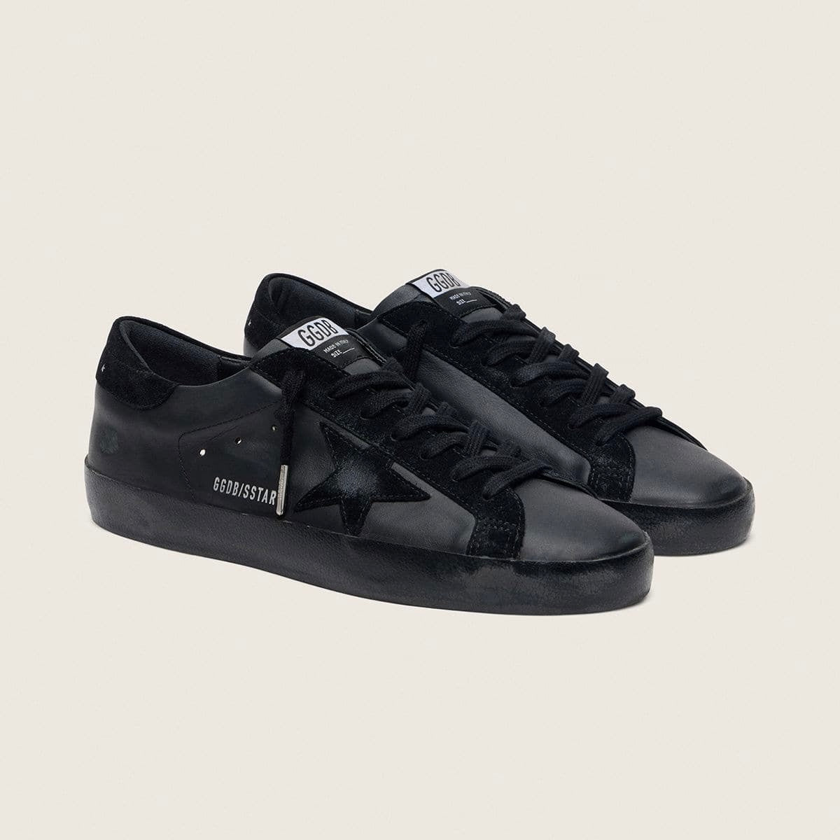 Golden Goose Super-Star in black nappa with black suede star and heel tab(Women's)