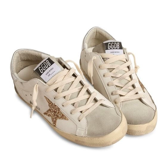Golden Goose Super-Star White Ice Gray Gold Glitter (Women's)