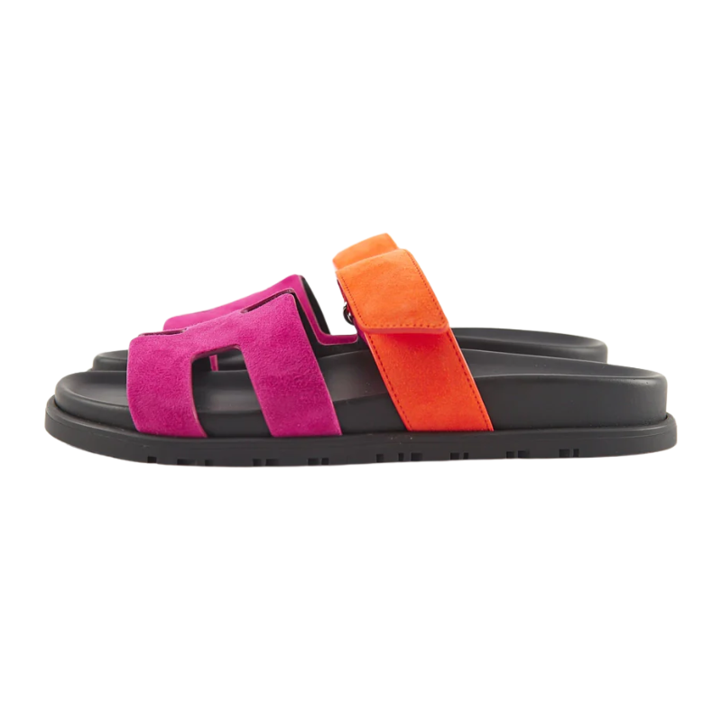Hermès Chypre Sandals 'Rose Chapas / Orange Synthétique'